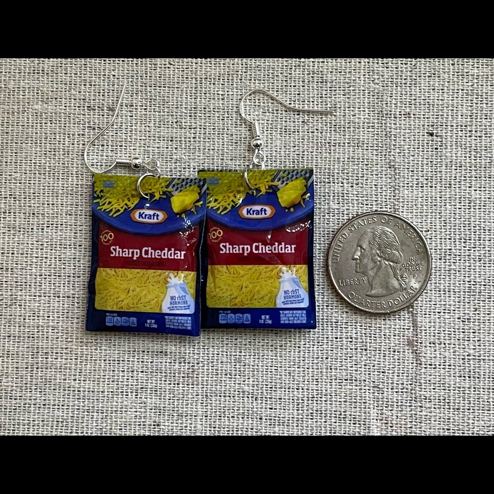 Mini Brands Kraft Shredded cheese earrings